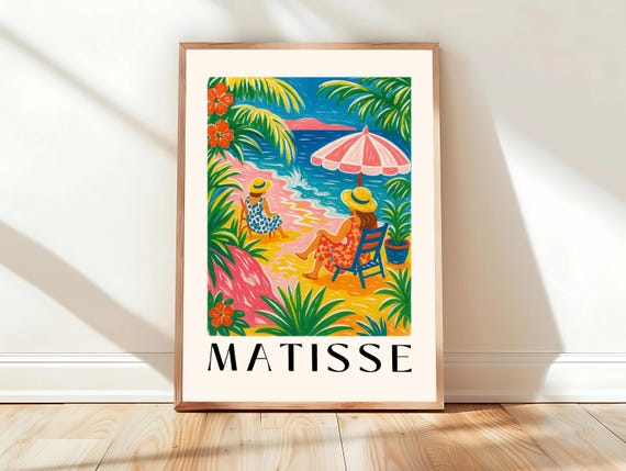 Women On The Beach Art Print Bohemian Beachy Decor Henri Matisse Wall Pink Poster Y2k