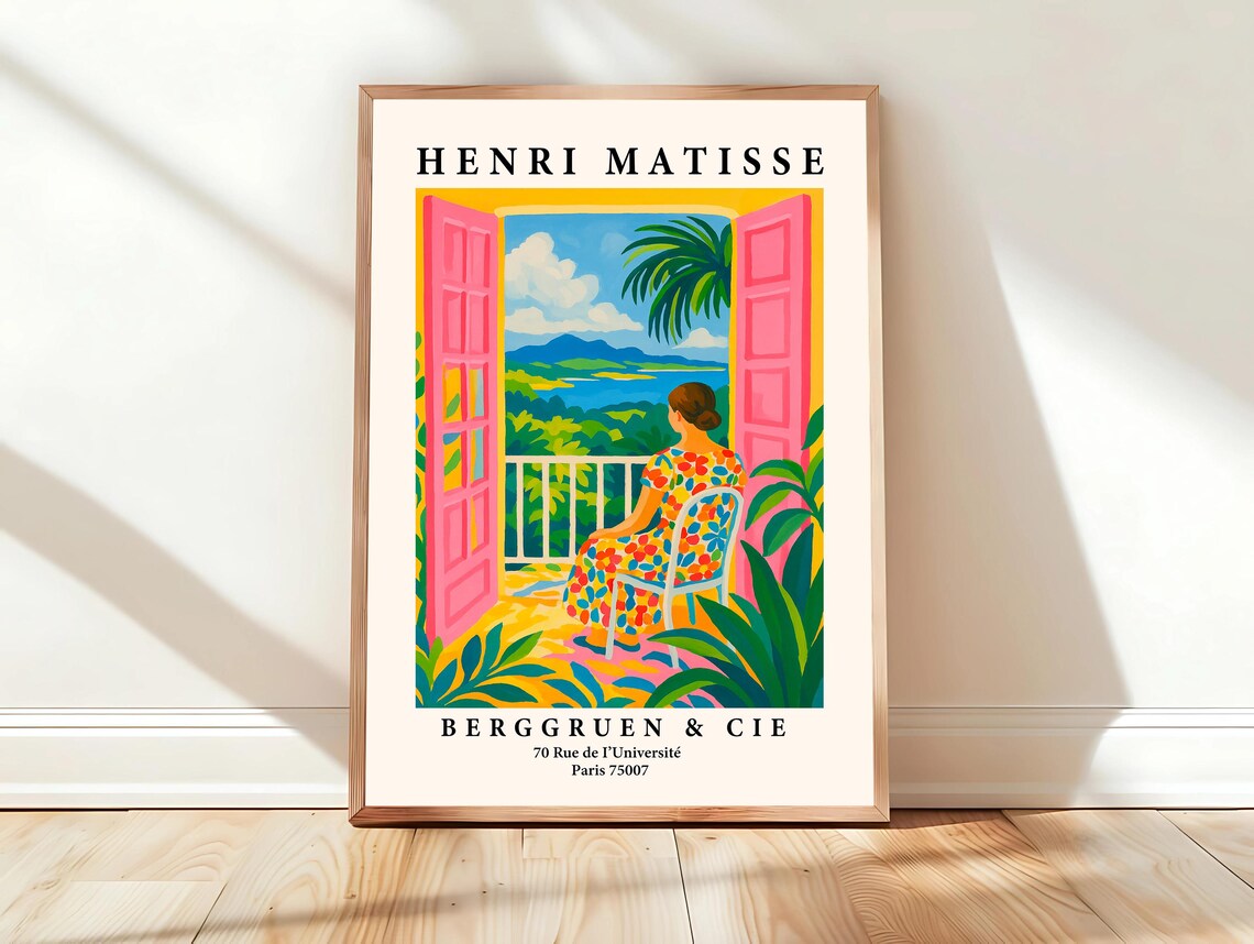 Henri Matisse Woman on Balcony Sea View Pink Fauvist Summer Art Poster