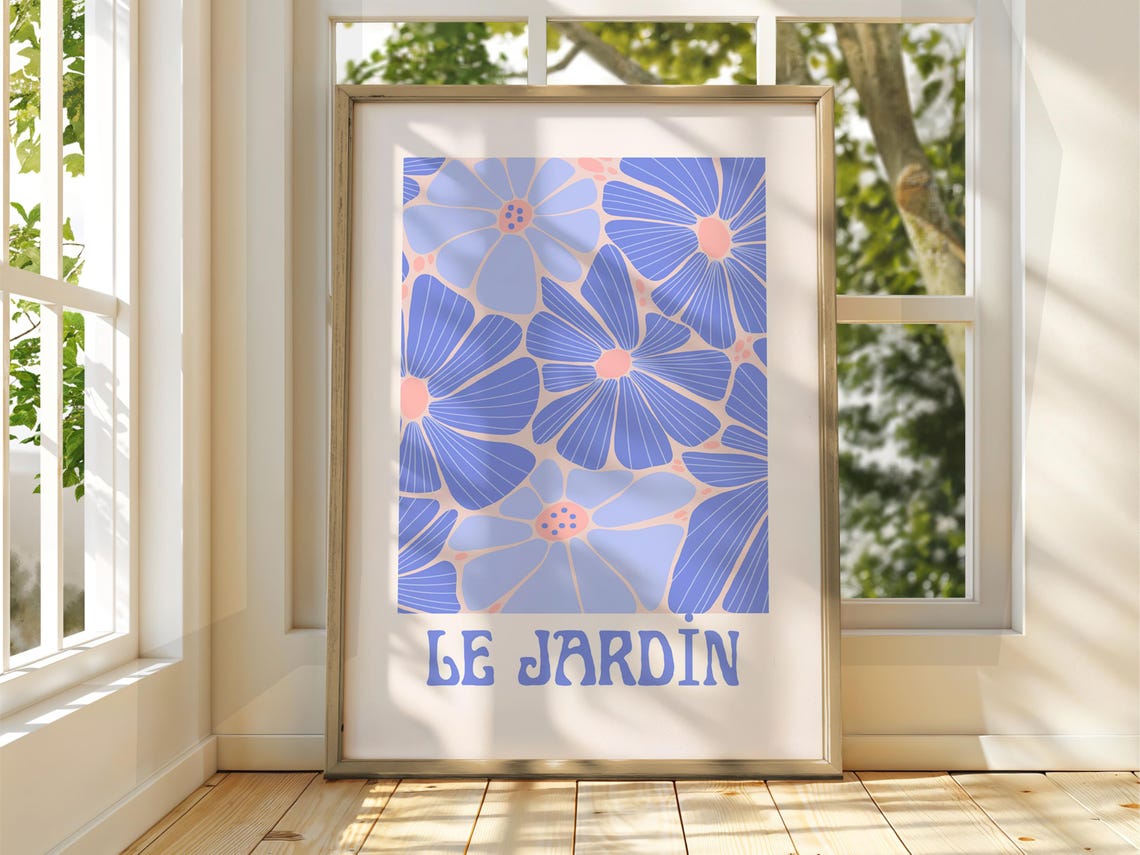Le Jardin Blue Floral French Botanical Exhibition Art Poster