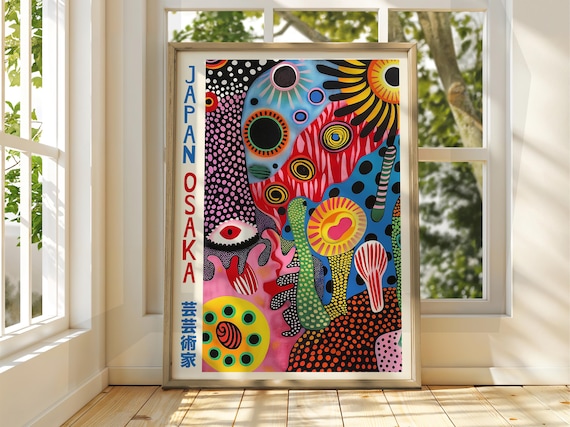 Japan Osaka Colorful Abstract Dot Art Psychedelic Modern Poster