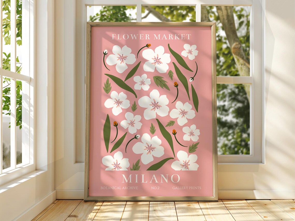 Flower Market Milano White Blossom Botanical Archive Rose Print No 2