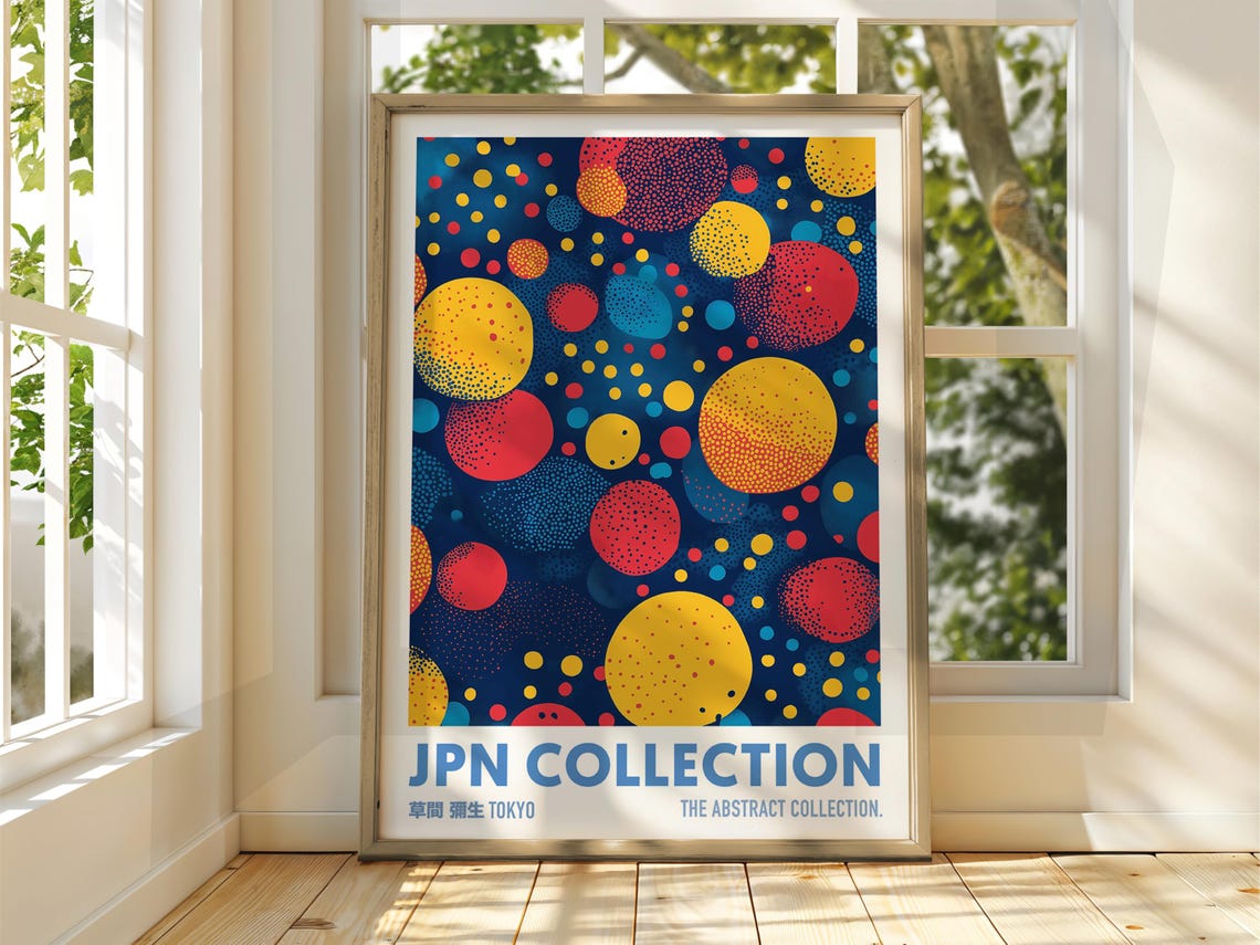 Yayoi Kusama Vivid Colorful Dot Circles Japanese Abstract Poster