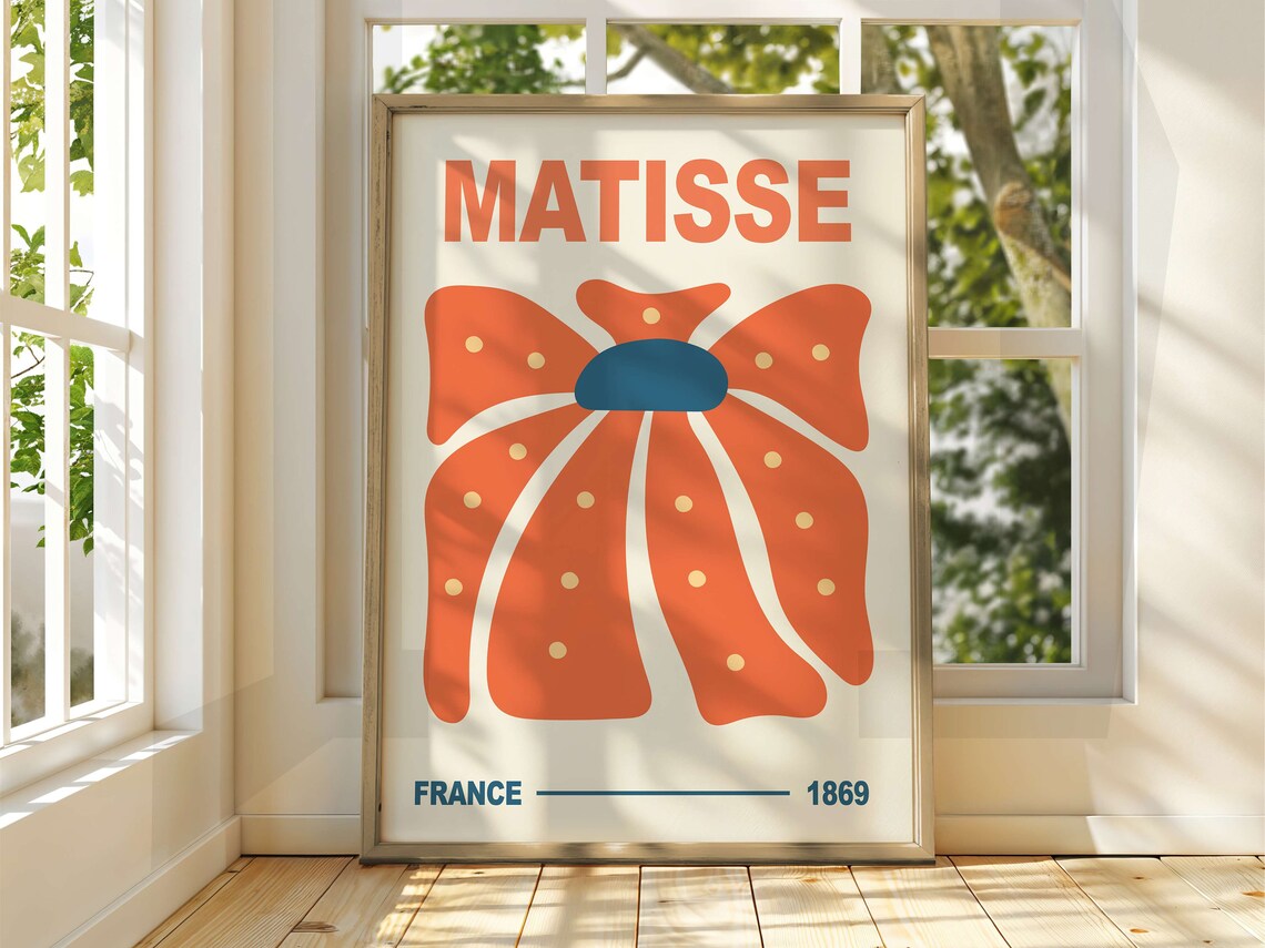 Matisse Coral Bow Ribbon Polka Dot France 1869 Abstract Art Poster