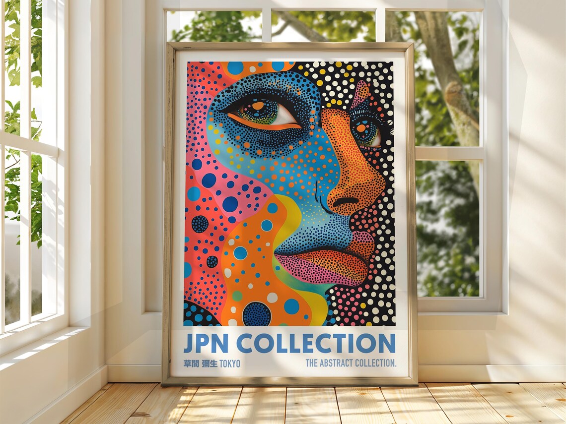 Abstract Portrait Poster, Dot Art Exhibition Print