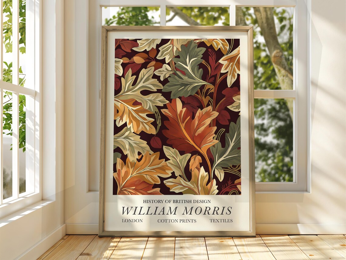 William Morris Style Autumn Leaves Art Print