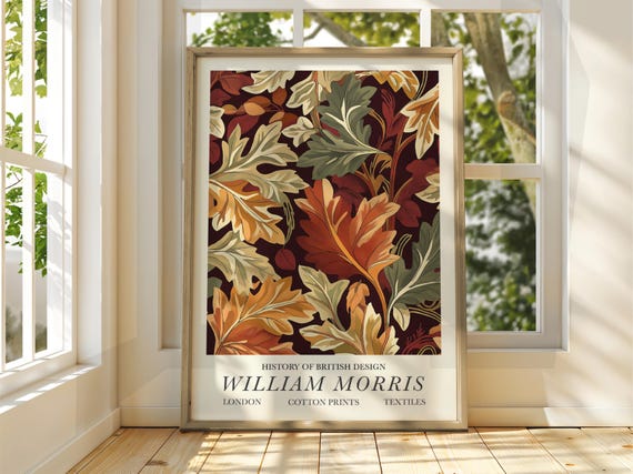 William Morris Style Autumn Leaves Art Print
