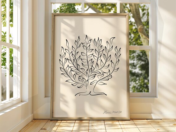 Matisse Minimalist Line Drawing Tree Ink Sketch Botanical Wall Art