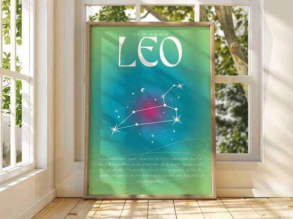 Leo Poster Star Sign Wall Art Astrology Spiritual Zodiac Gift For Stars