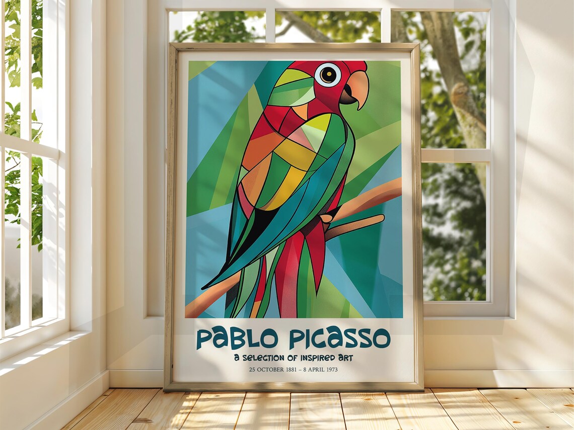 Pablo Picasso Art Exhibition Print Cubism Surrealism Poster Abstract Gallery Decor Parrot