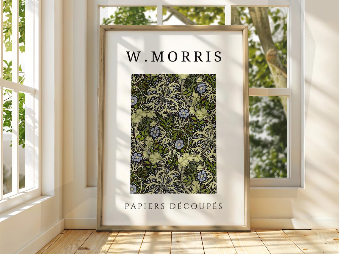 W Morris Deep Floral Pattern Exhibition Vintage Botanical Poster