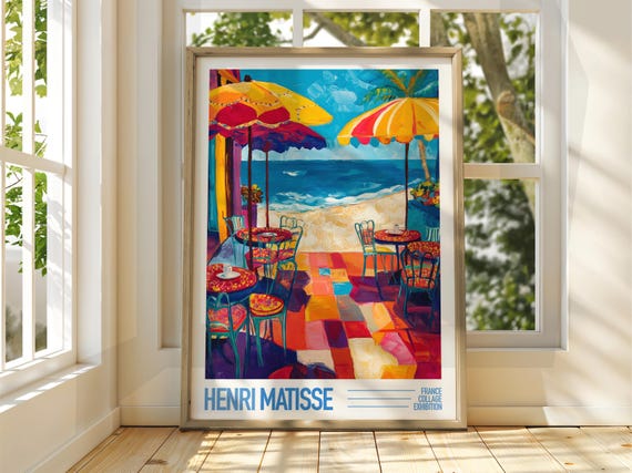 Henri Matisse Beach Cafe Art Exhibition Print Coastal Classic Coffee Shop