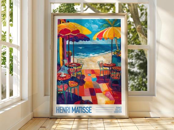 Henri Matisse Beach Cafe Colorful Umbrellas Exhibition Poster