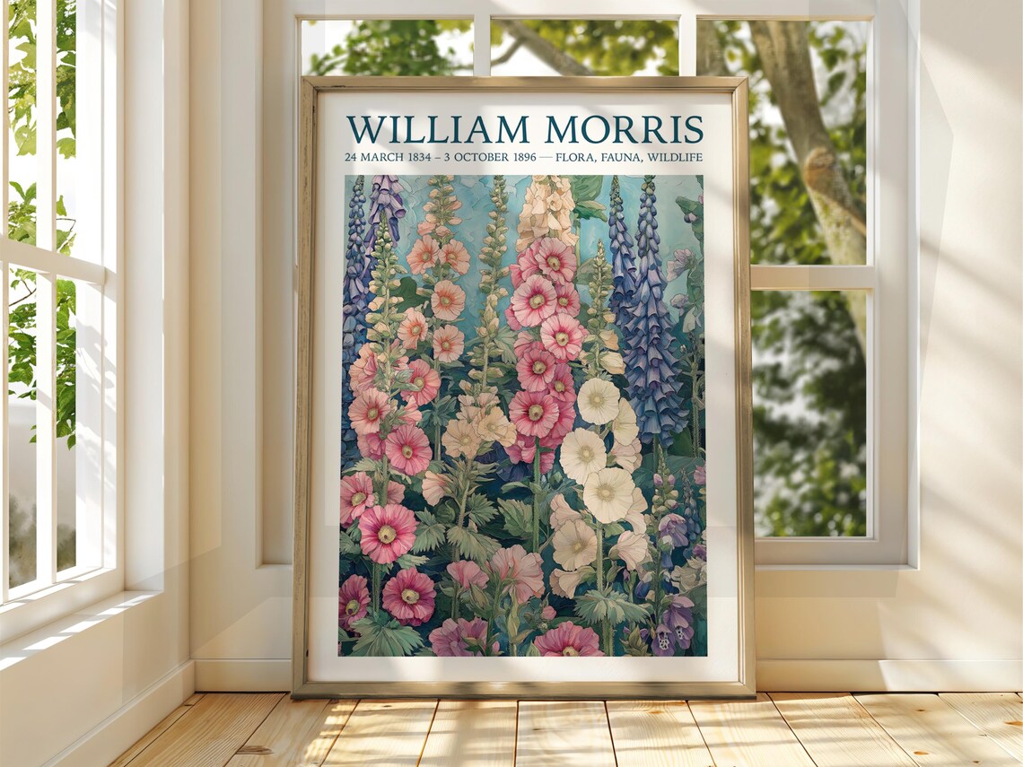 William Morris Hollyhock Floral Exhibition Botanical Art Poster