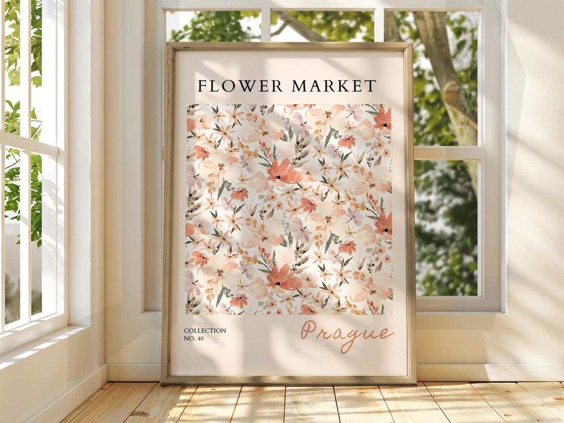Prague Flower Market No 40 Soft Pastel Floral Watercolor Poster