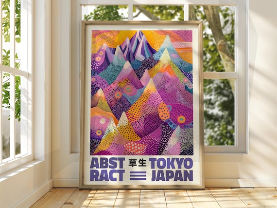 Dot Abstract Poster Mountain Art Exhibition Japanese Gallery Print Bright Floral