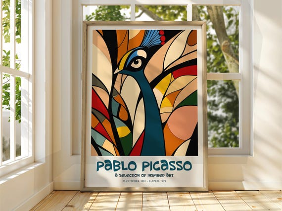 Pablo Picasso Art Exhibition Print Cubism Surrealism Poster Abstract Gallery Decor Peacock