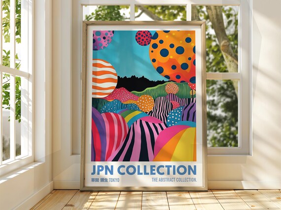 Abstract Dot Poster Art Exhibition Japanese Gallery Print Bright Floral