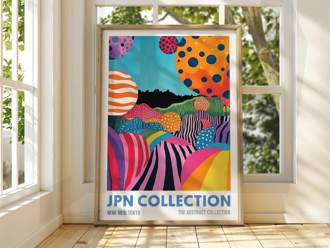 Abstract Dot Poster Art Exhibition Japanese Gallery Print Bright Floral