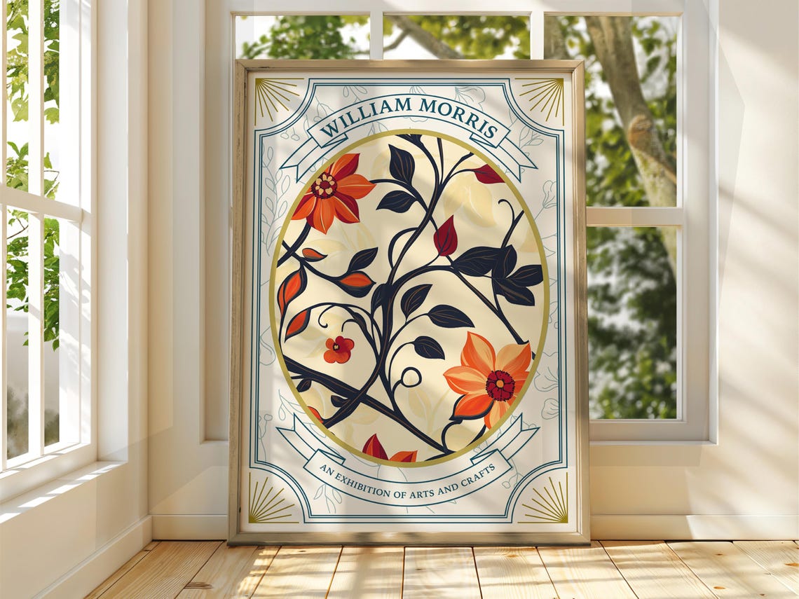 William Morris Arts And Crafts Orange Blossom Vine Floral Poster