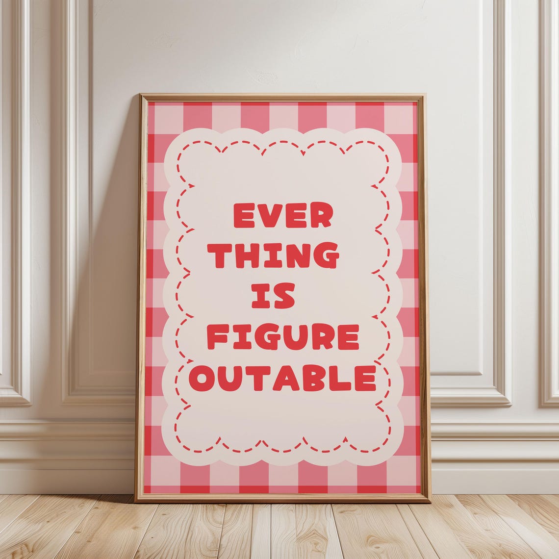 Everything Is Figureoutable Red Checkered Motivational Quote Poster