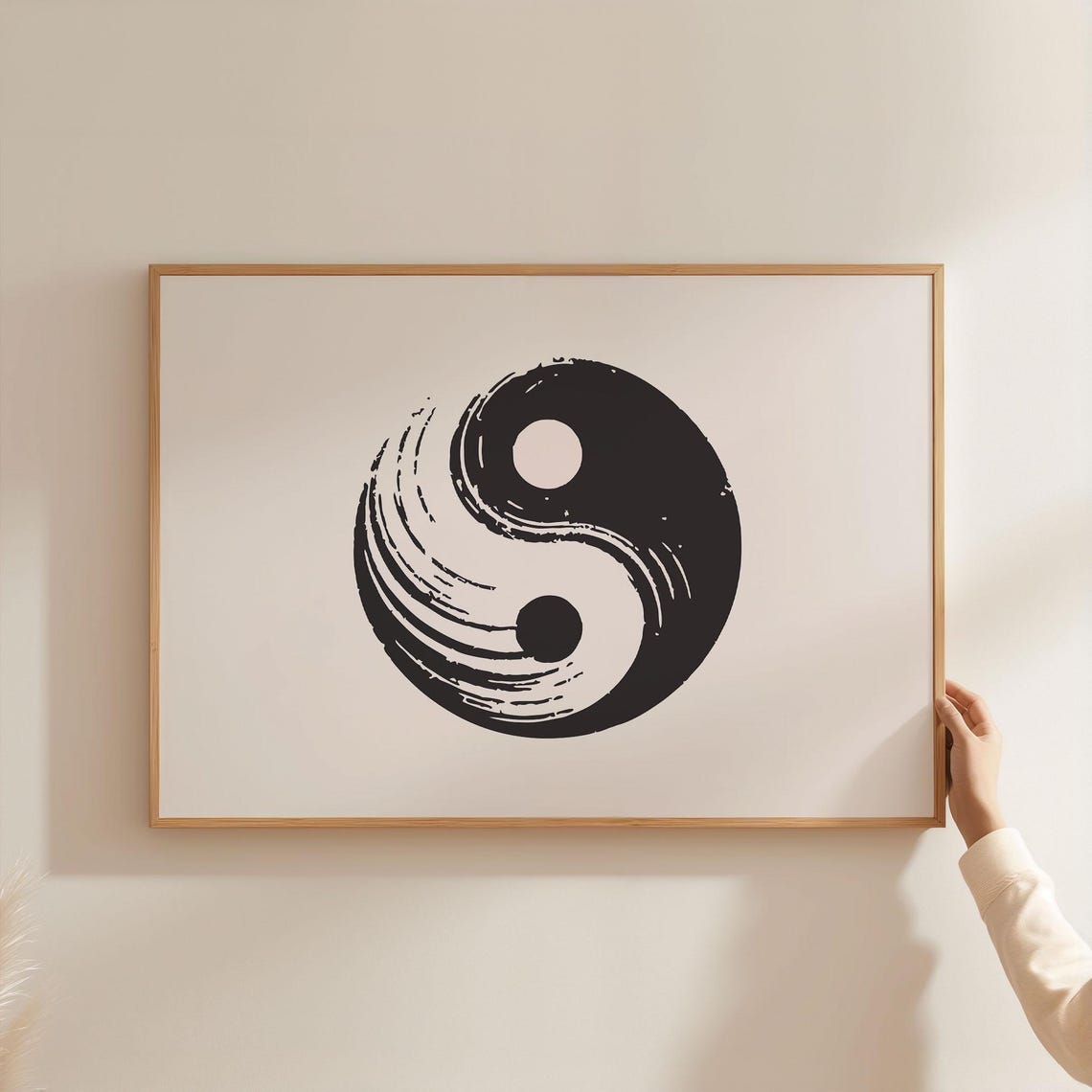 Yin Yang Ink Brushstroke Balance Symbol Zen Horizontal Poster