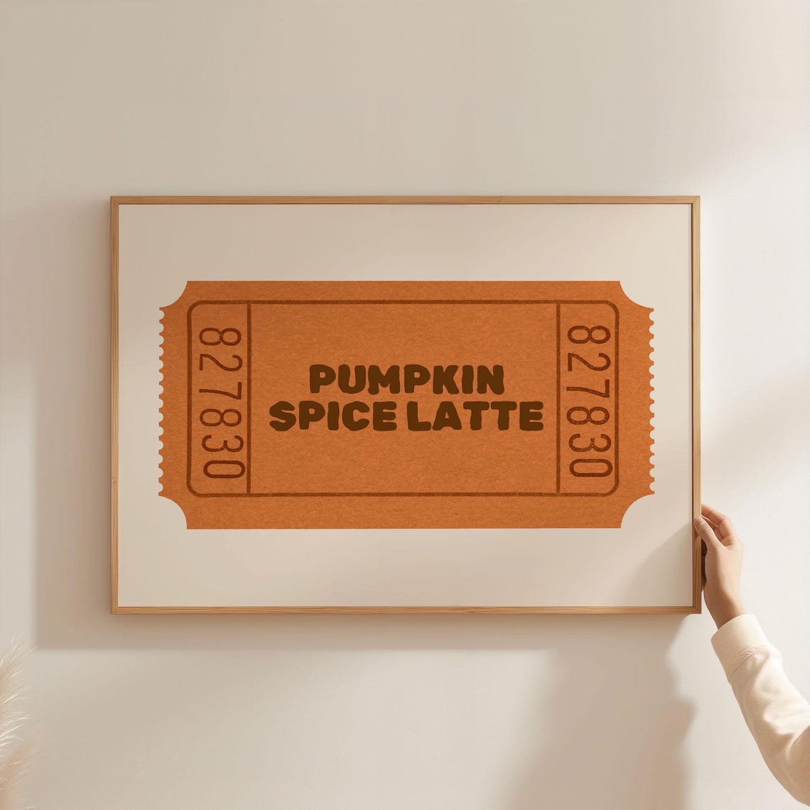 Pumpkin Spice Latte Ticket Stub Rustic Cream Fall Coffee Poster