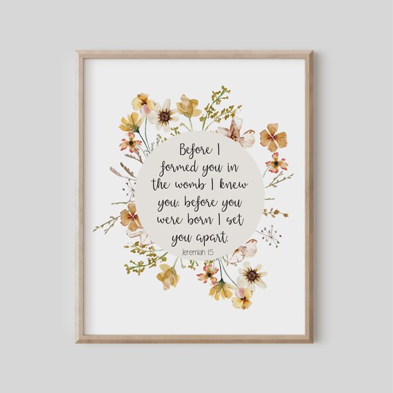 Jeremiah 15 Formed You Womb Watercolor Wildflower Scripture Wall Art