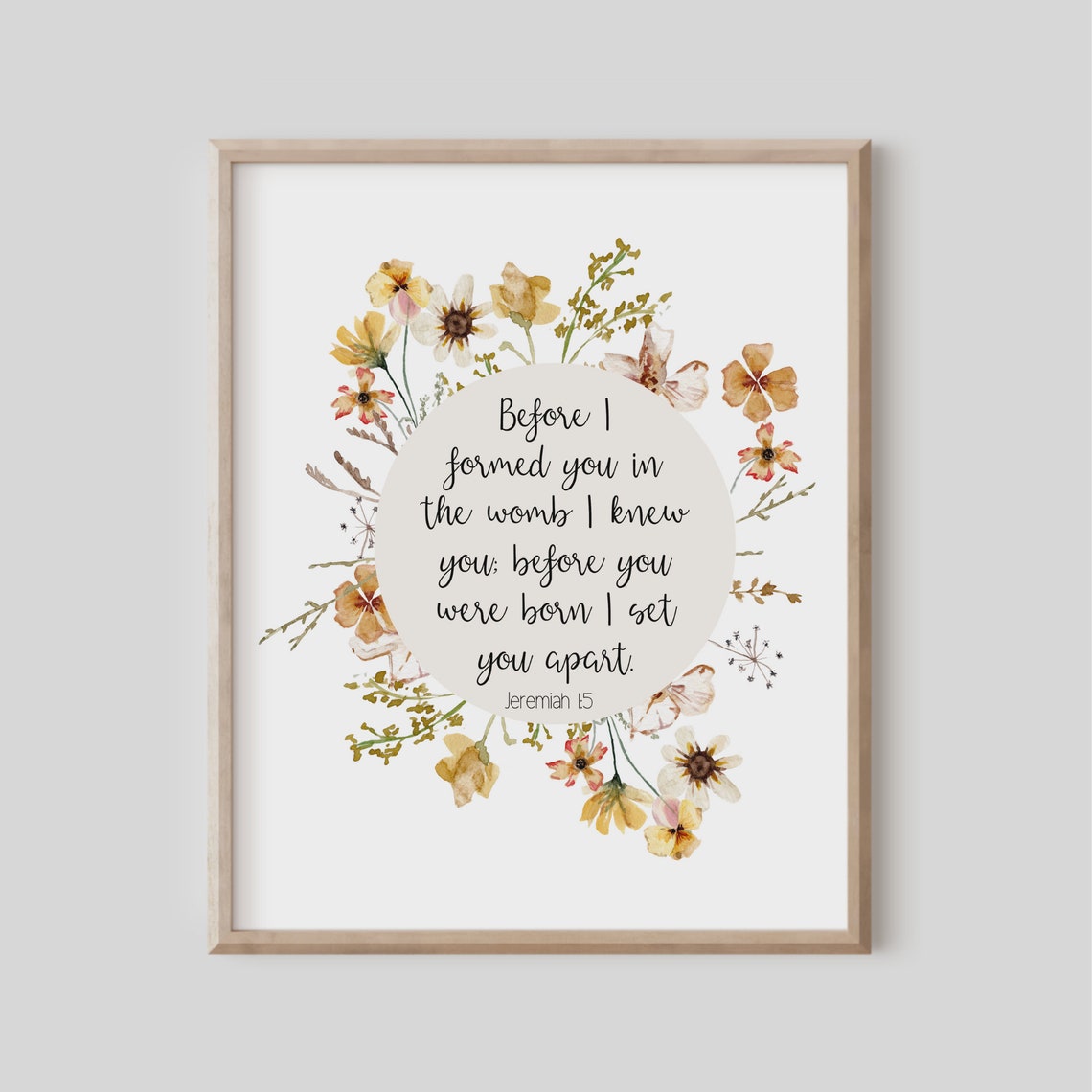 Jeremiah 15 Formed You Womb Watercolor Wildflower Scripture Wall Art