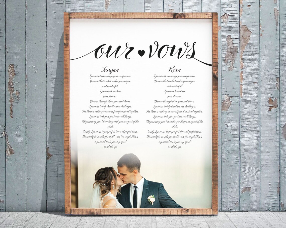Custom Vows Wedding Art Print, Anniversary Gift