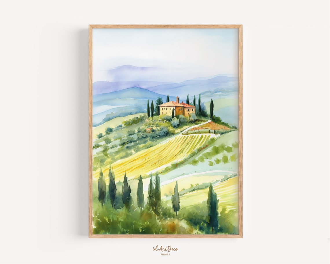 Italy Wall Art Print Tuscany Painting Wall Decor Italian Painting Tuscany Wall Art Italy Poster Watercolor Italy Travel Gift For Her