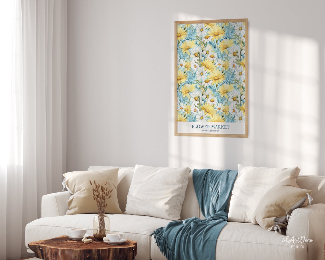 Yellow Daisy Flower Market Spring Meadow Watercolor Floral Poster - Image 2