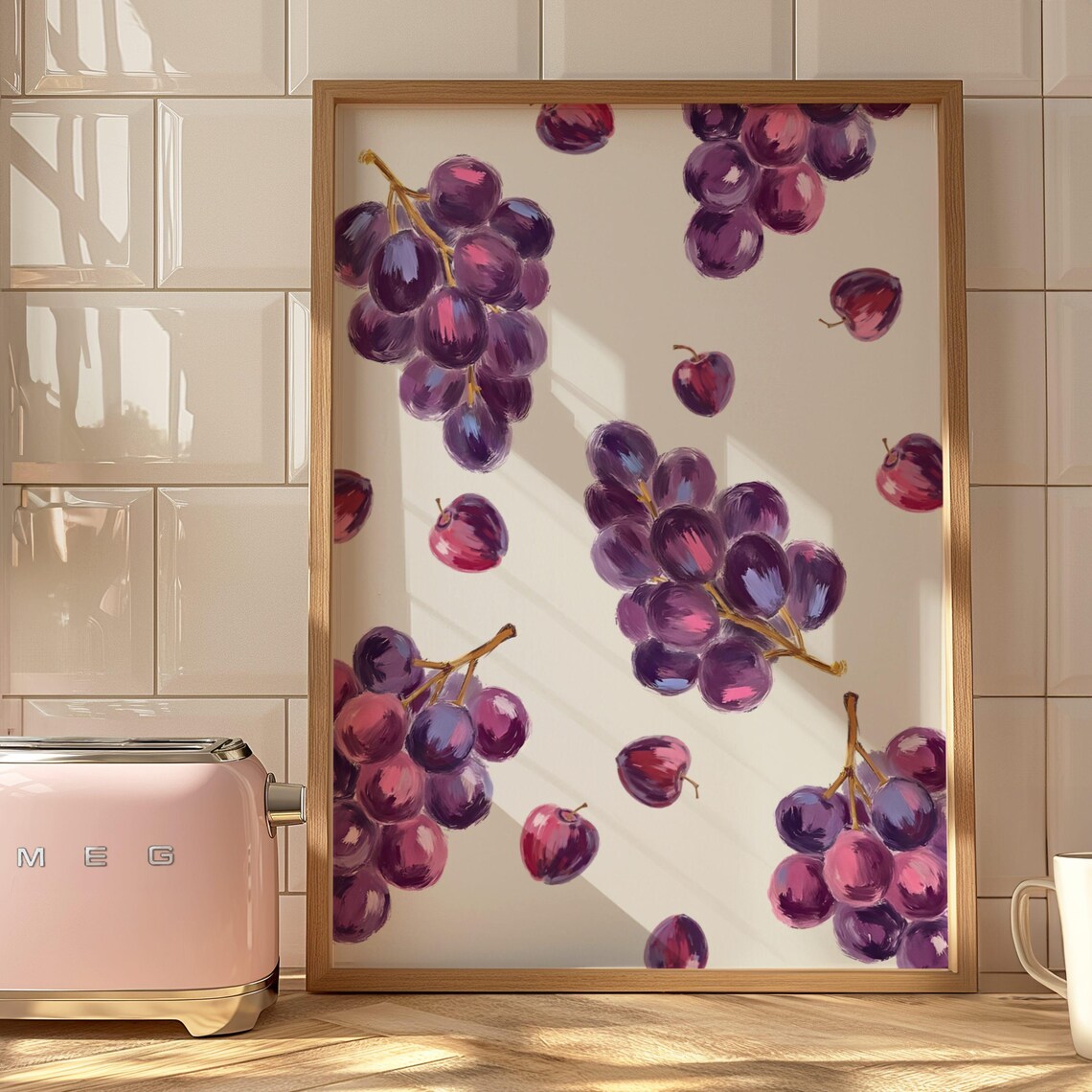 Vintage Grapes Kitchen Print, Mediterranean Fruit
