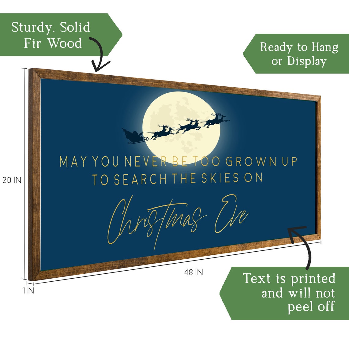 May You Never Be Too Grown Up To Search The Skies On Christmas Eve Wooden Signs For Christmas Christmas Wall Hanging Christmas Sign Sign - Image 2