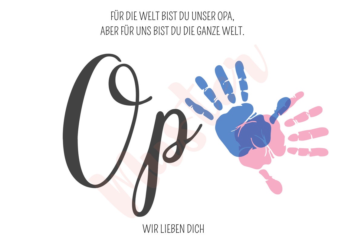 Overlapping Handprint Opa German Grandpa Keepsake Quote Art Poster - Image 2