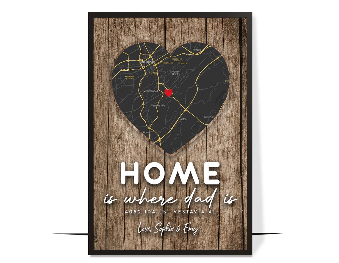 Personalized Map, Father's Day Gift For Dad
