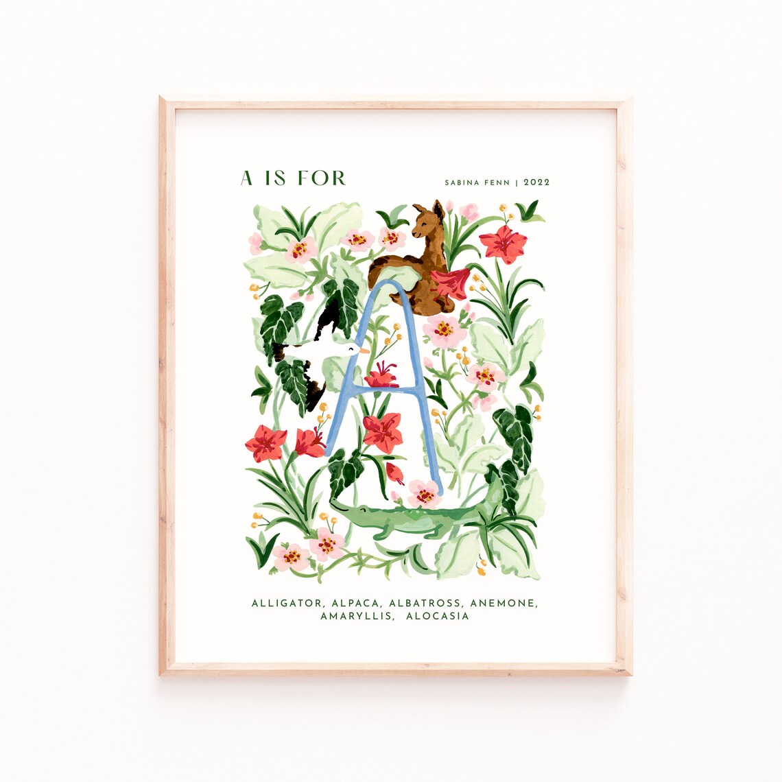 Monogram A Alphabet Art Print, Nursery Decor