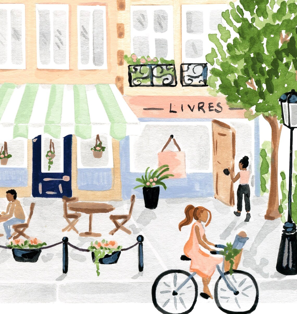 Paris Art Print, Parisian Scene Watercolor Illustration - Image 3