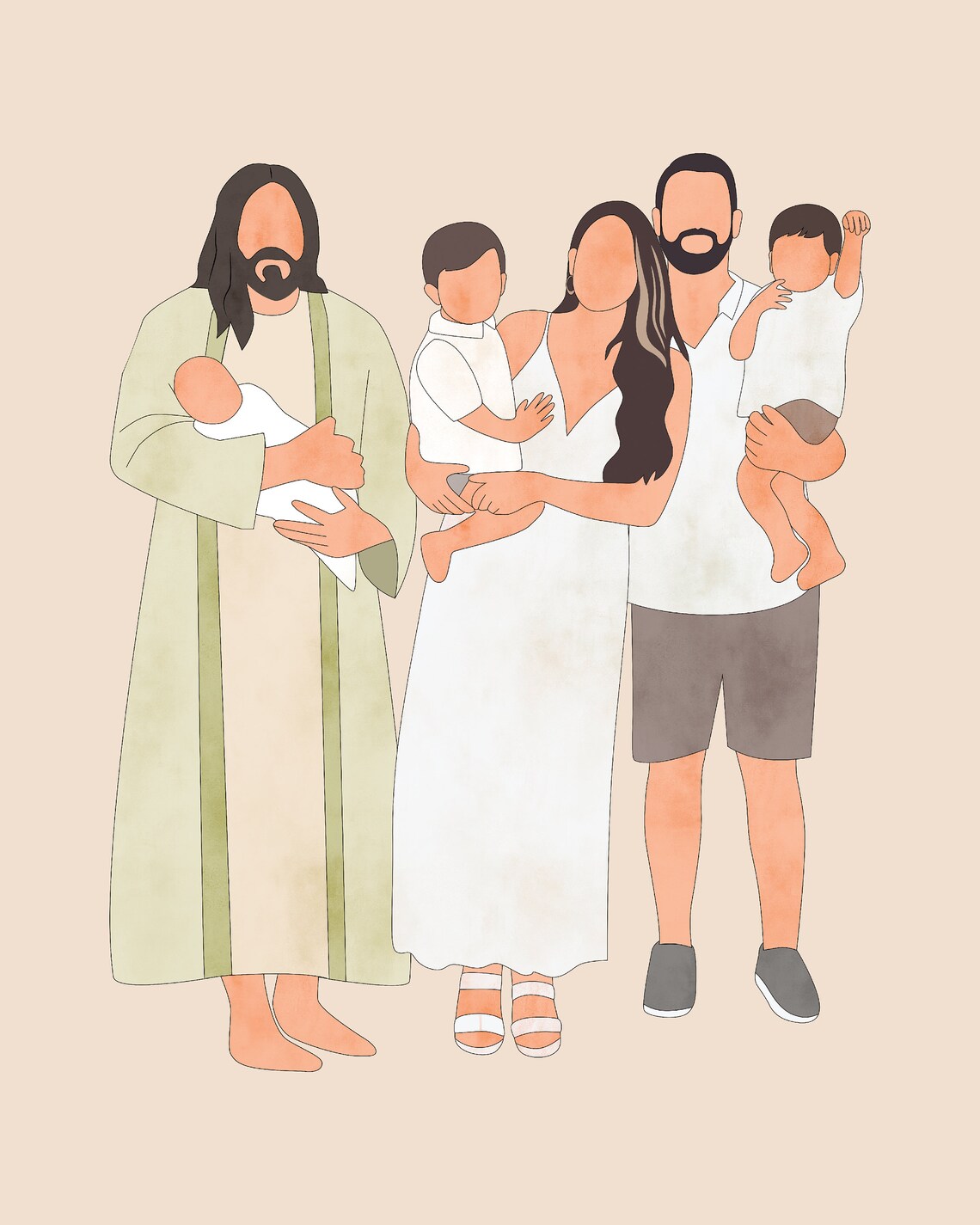 Custom Angel Baby Family Portrait, Jesus Memorial Print - Image 4