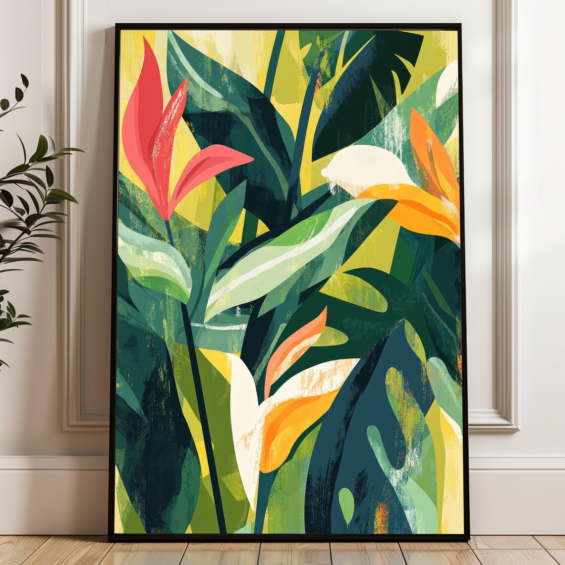 Tropical Plant Poster, Boho Leaf Wall Art Print