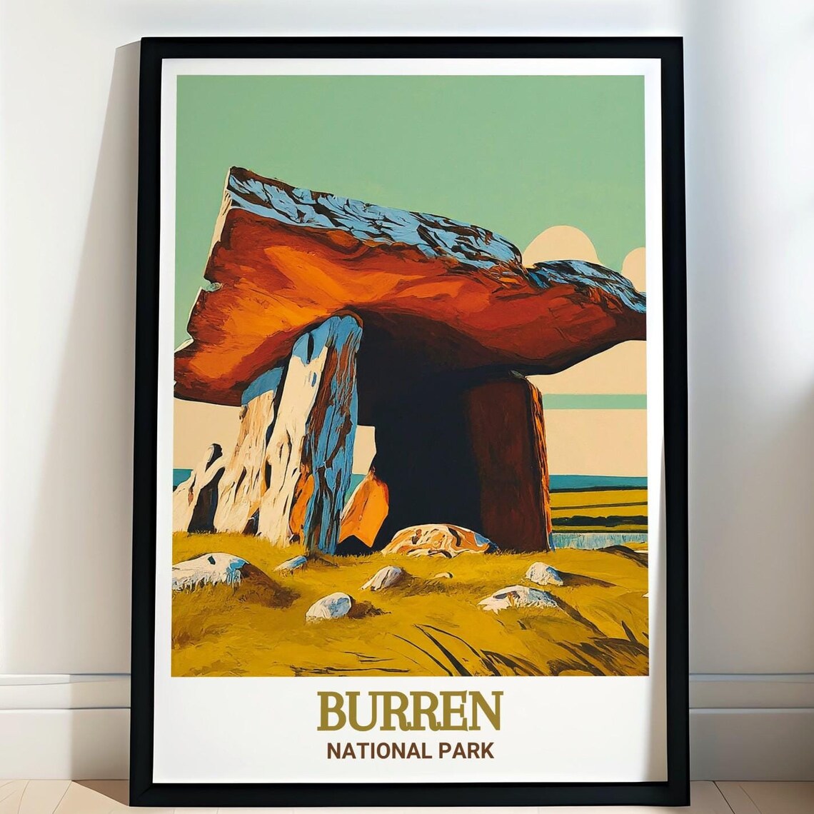 Burren National Park Travel Poster, Poulnabrone Dolmen