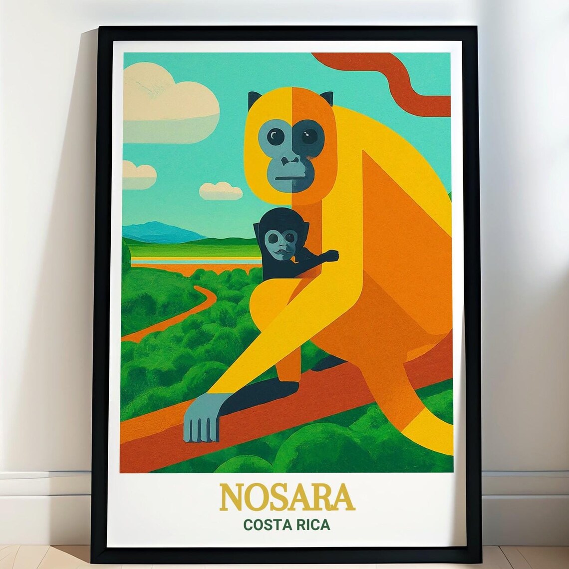 Nosara Costa Rica Monkey Family in Jungle Canopy Travel Poster