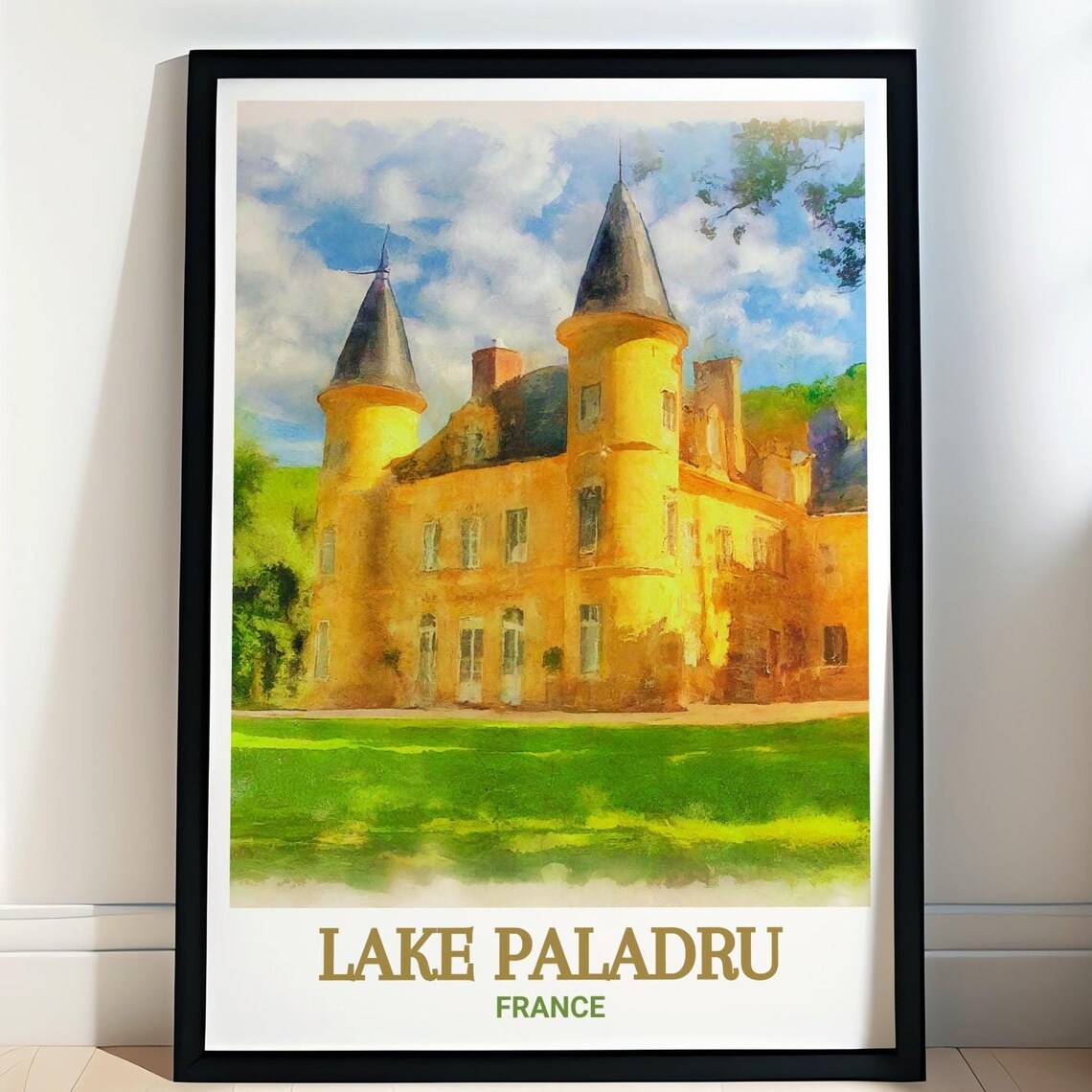 Chateau De Virieu France Watercolor Castle Lake Paladru Poster