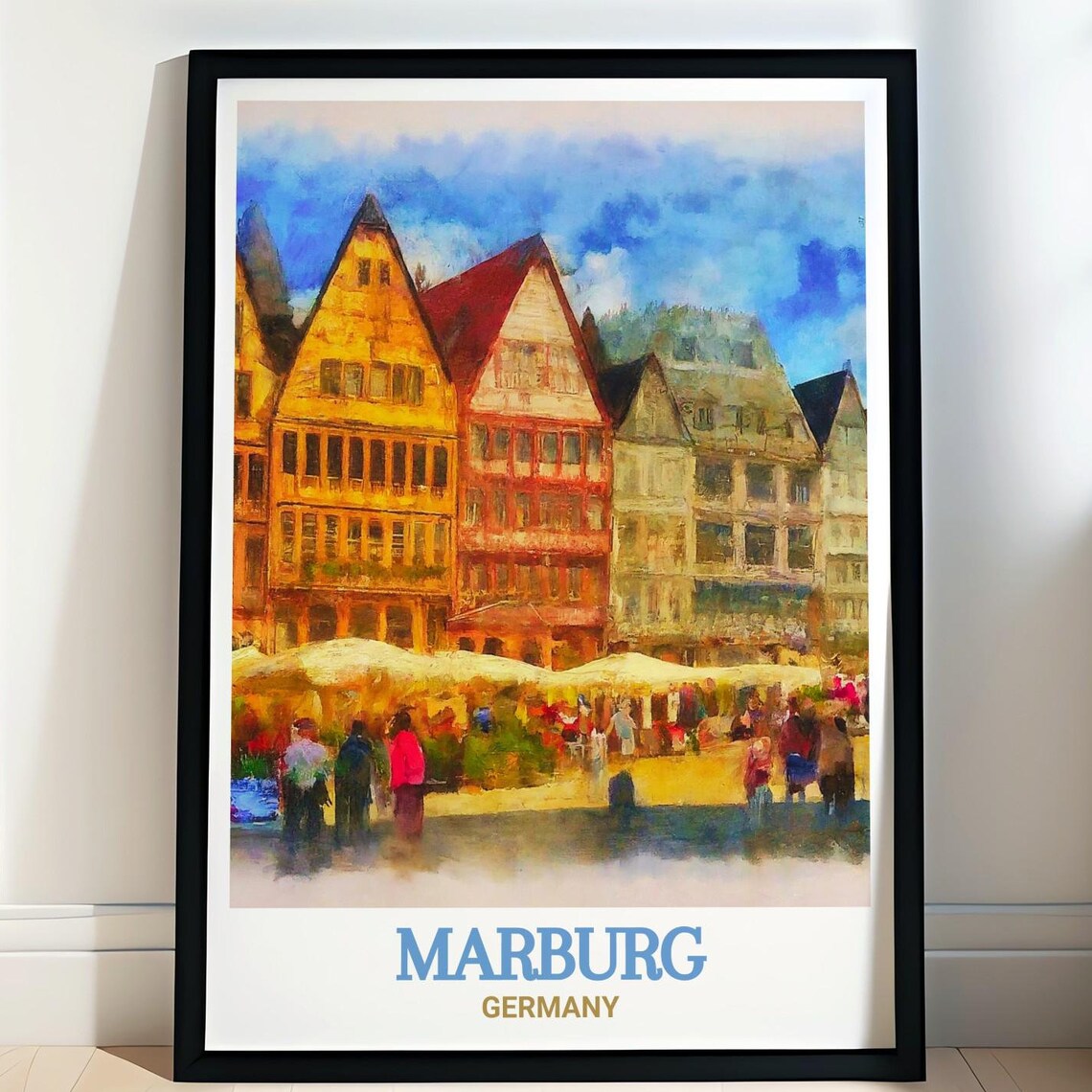 Marburg Market Square Colorful Historic Gabled Houses Germany Poster