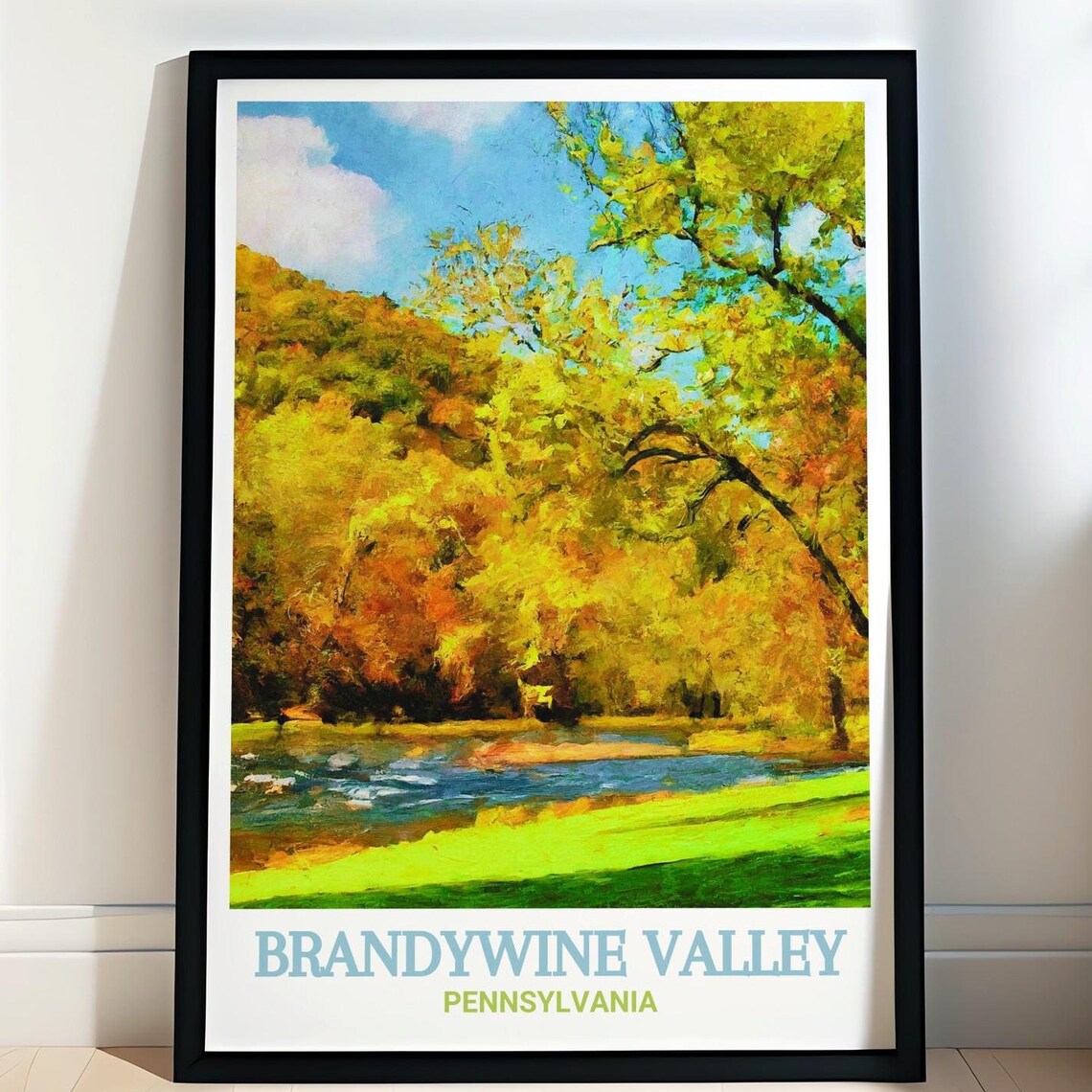 Brandywine Valley Pennsylvania Autumn Foliage Riverside Scene Poster