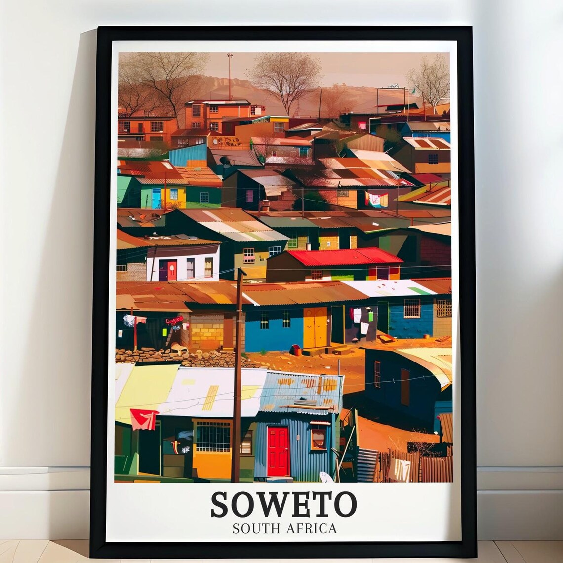 Soweto South Africa Colorful Township Homes Tin Roofs Street Poster