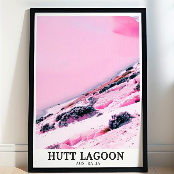 Hutt Lagoon Travel Poster Western Australia Art Print Coral Coast Poster Print Hutt Lagoon Artwork Australia Living Room Decor
