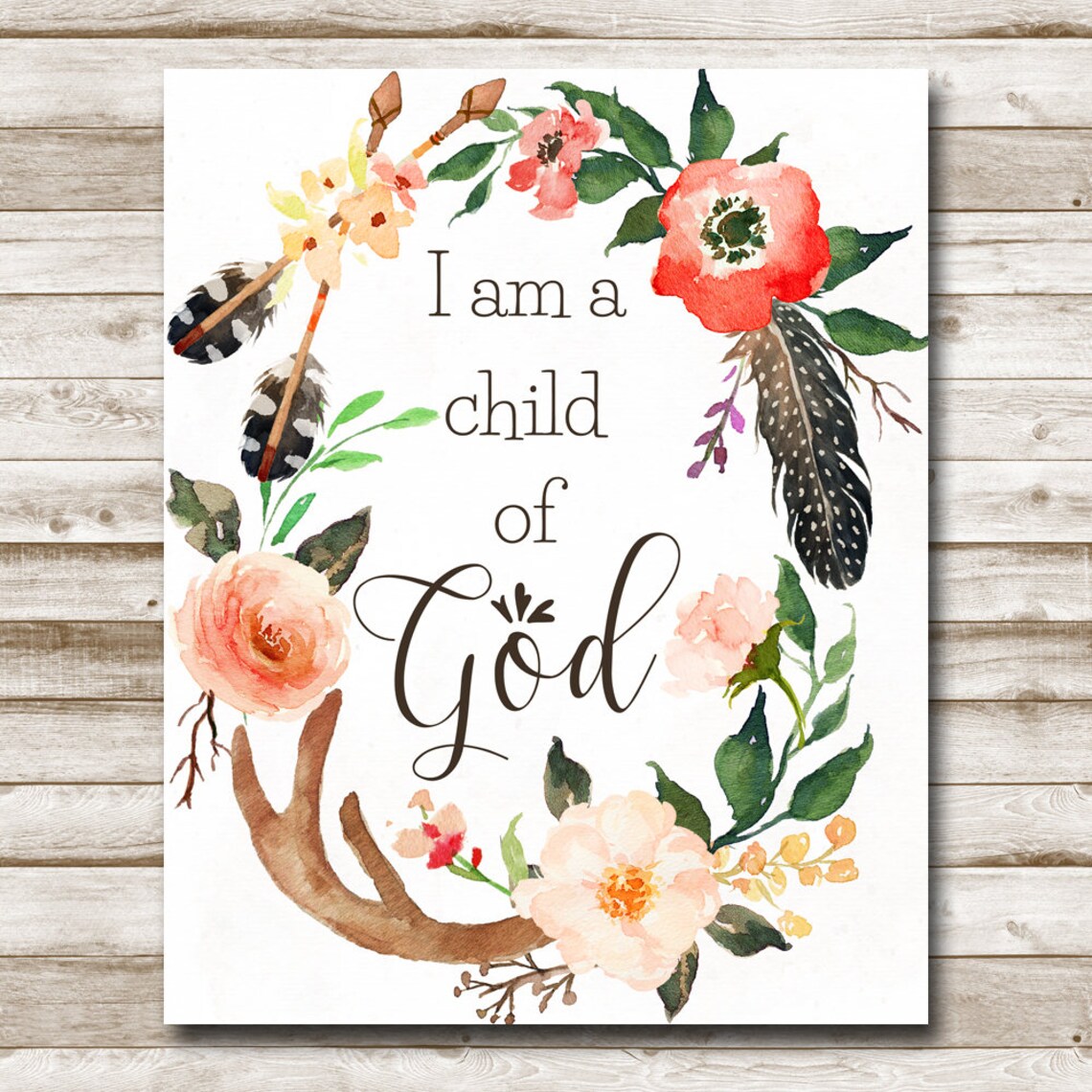 I Am A Child Of God Nursery Quote Print Bible Verse Sign Nursery Wall Decor Woodland Wall Art 5x7 8x10 11x14 16x20 Diy Decor - Image 4