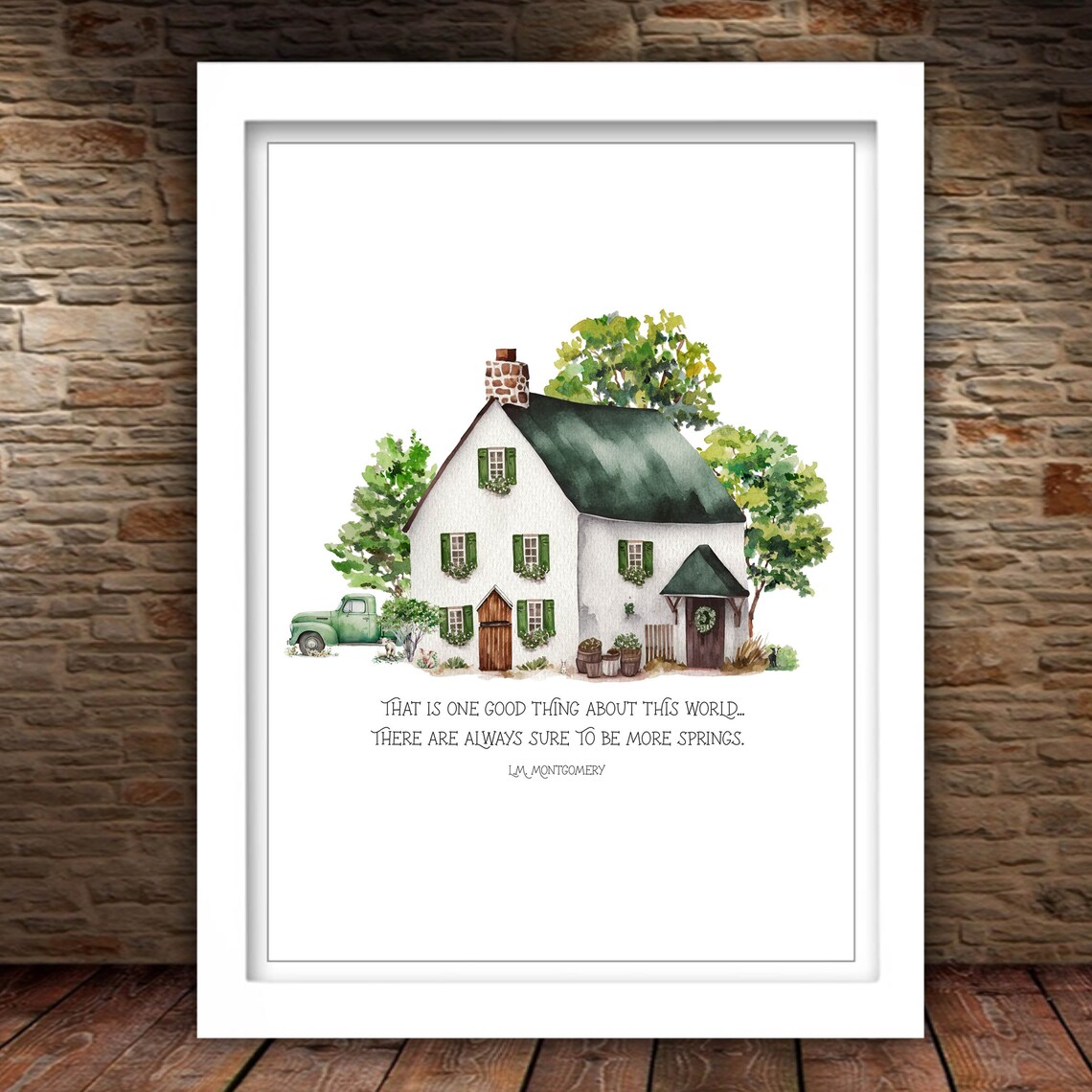 More Springs L.M. Montgomery Quote White Cottage Spring Garden Poster - Image 2