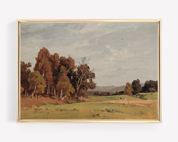 Vintage Autumn Woodland Landscape Oil Painting Classic Art Print