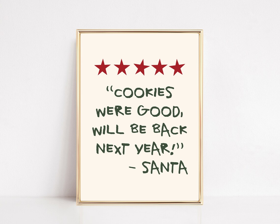 Funny Christmas Decor Rating Sign, Santa Art Print - Image 2